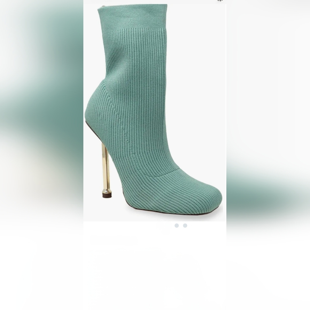 Copy Copy Chase + Chloe Mint Ribbed Heeled Boots